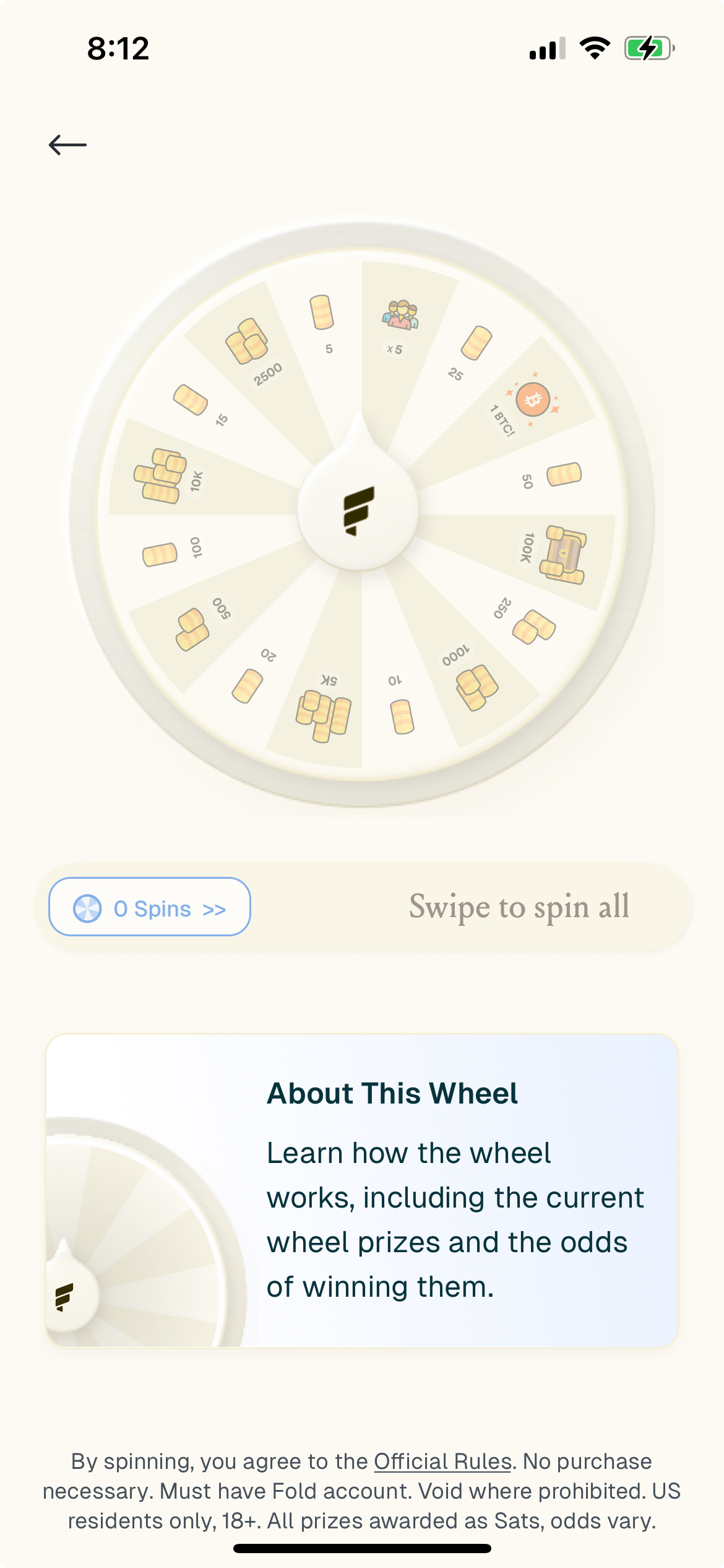 Daily free spins wheel - the final, simplified model